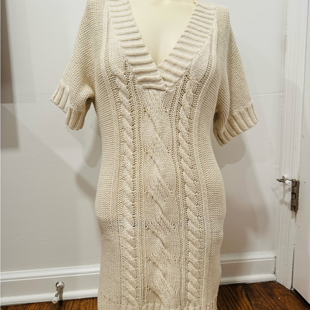 GAP cable knit ivory sweater dress